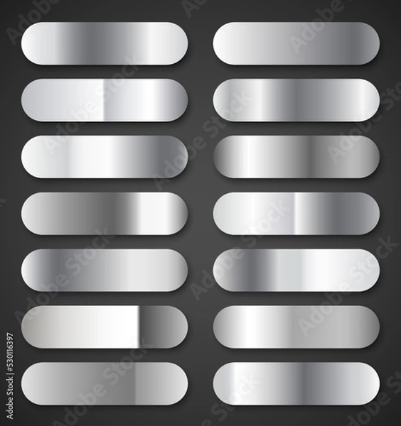 Obraz Silver metal gradients vector collection.