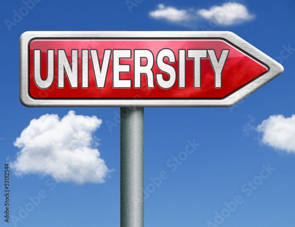 Fototapeta university road sign arrow