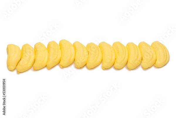 Fototapeta Banana marshmallow candy isolated on a white background.