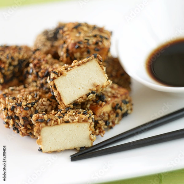 Obraz Sesamummantelte Tofustücke