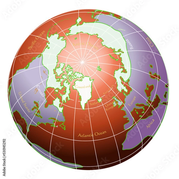 Obraz world globe artic view perspective