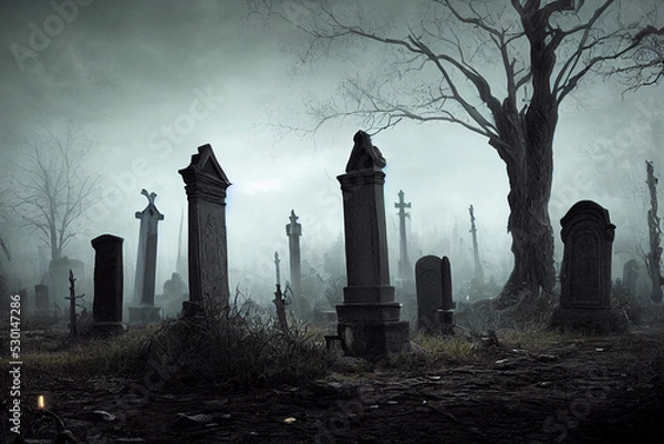 Obraz cemetery at night