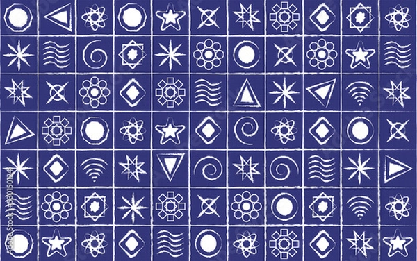 Obraz blue and white symbols art pattern graphic wallpaper design