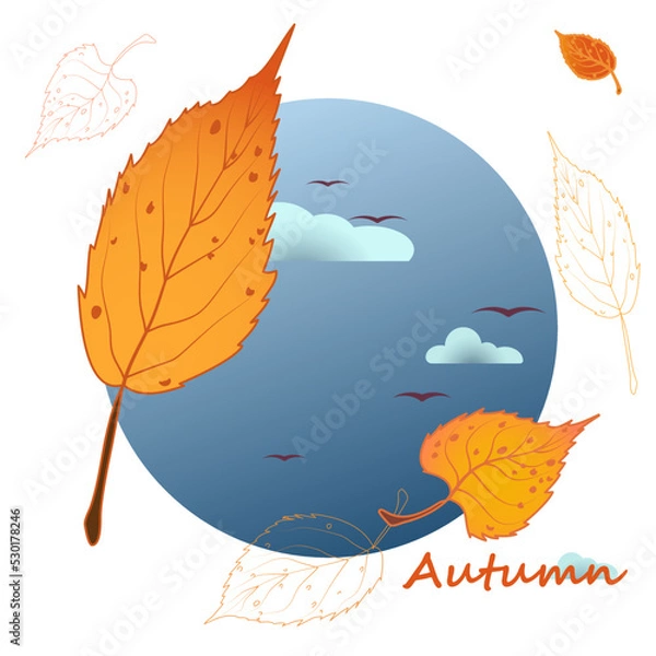 Obraz Autumn Vector Illustration with Yellow Leaves