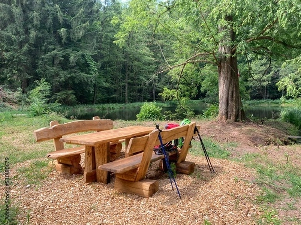Obraz Table and bench in the Palatinate Forest