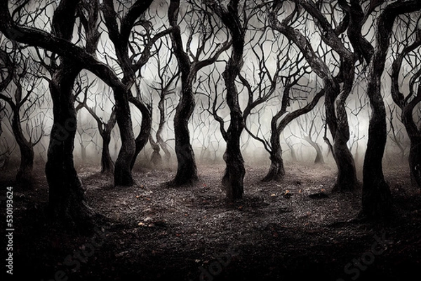 Obraz Spooky forest, twisted trees