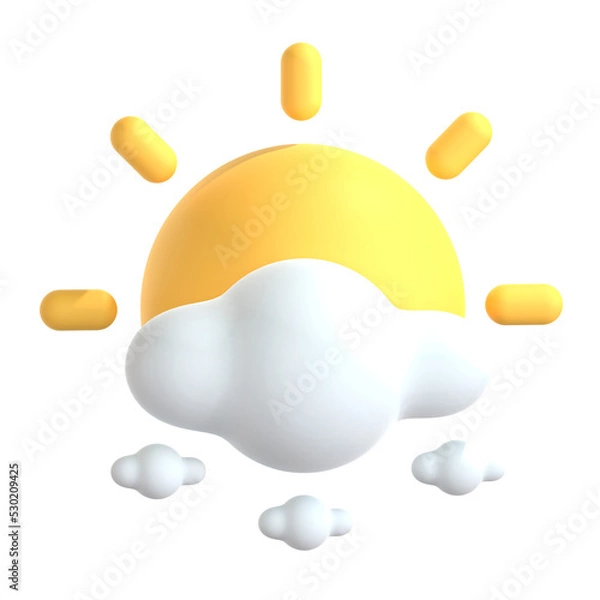 Obraz sun and cloud 3d icon illustration