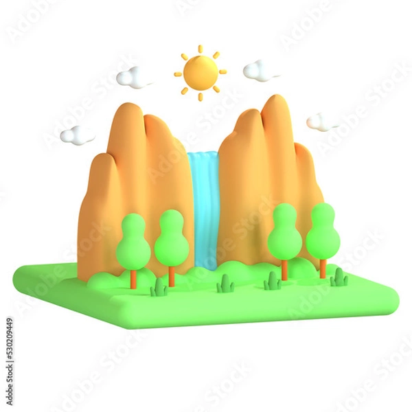 Obraz 3d icon illustrations landscape of a mountain nature and environment
