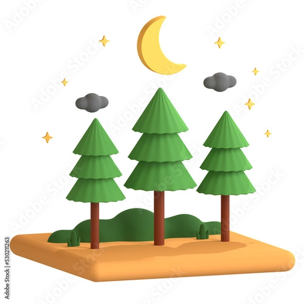 Obraz 3d icon illustration forest jungle