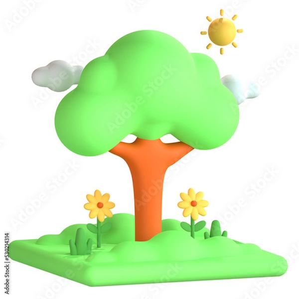 Obraz 3d icon illustration of a tree with flowers