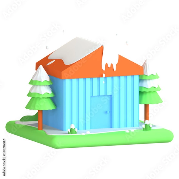 Obraz 3d icon illustrations house in the snow