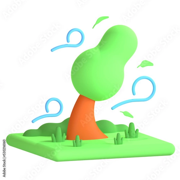 Obraz 3d icon illustrations of a tree in wind weather