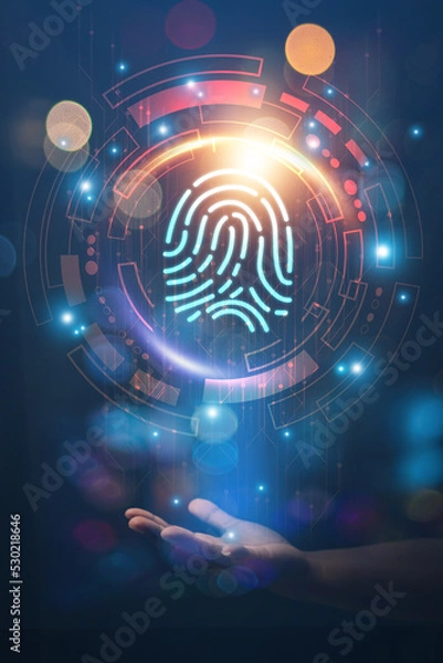Fototapeta High technology security protection concept. Two-step verification, login, encrypted account identities to securely sign in or get a verification code.
