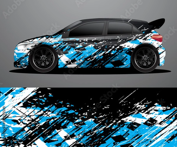 Obraz Rally car decal graphic wrap vector, abstract background
