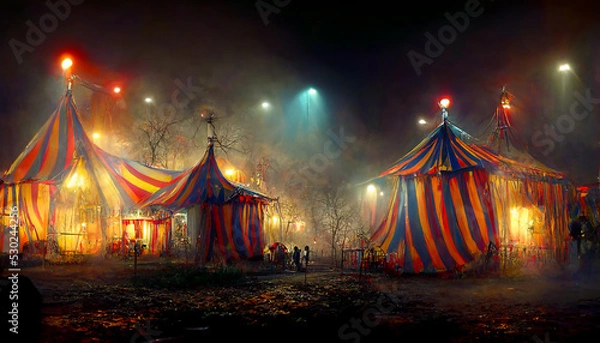 Fototapeta halloween haunted circus conceptual illustration, created with generative ai