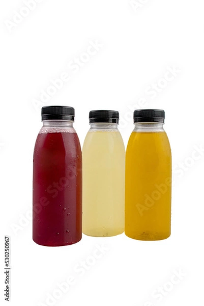 Obraz fruit juice plastic cold bottles of water isolated on transparent background
