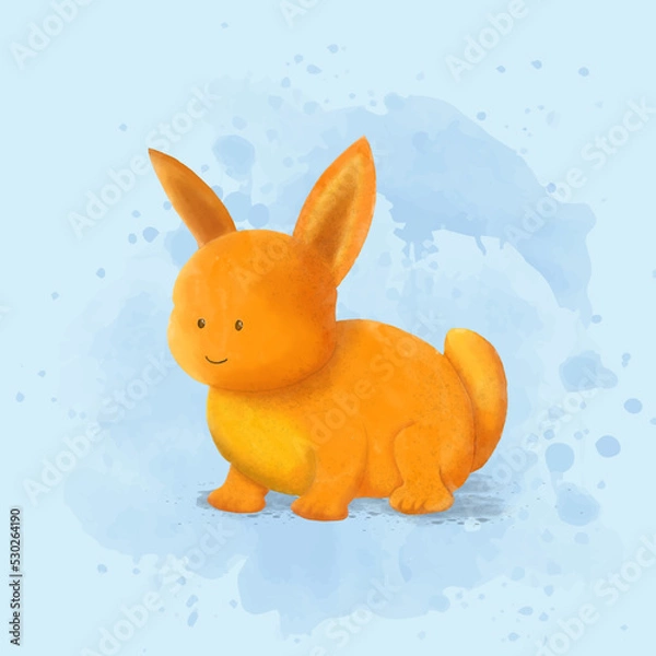 Fototapeta Watercolor of cute rabbit vector illustration