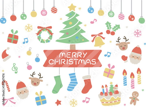 Fototapeta クリスマスのイラストセット（線なし）
