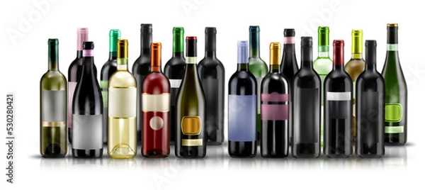 Fototapeta composition of mixed wine bottles