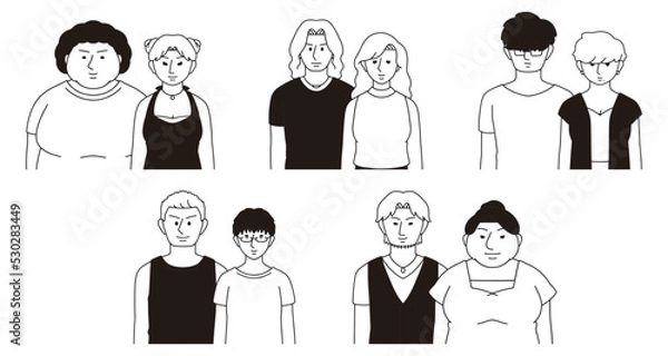 Obraz カップル、兄妹兼用人物セット