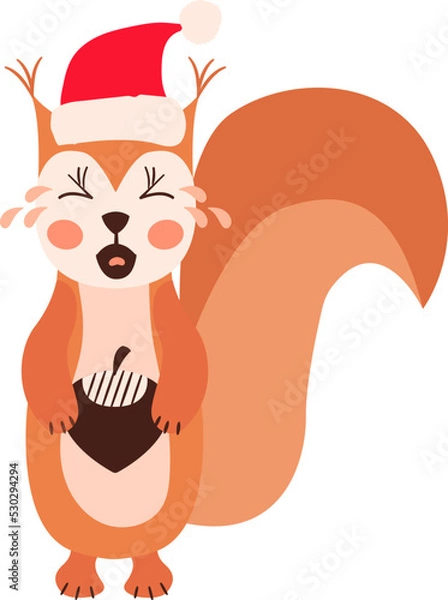 Obraz Squirrel emoji santa hat set