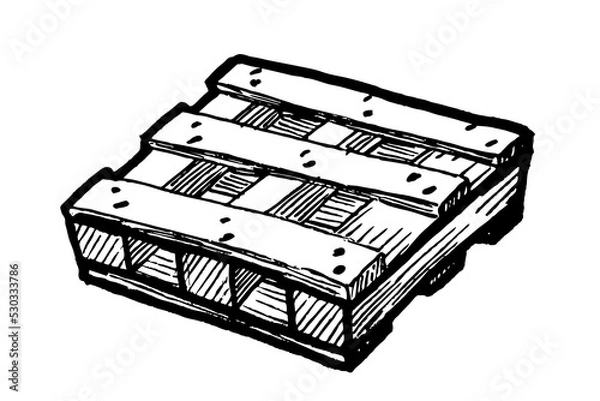 Fototapeta logistic pallet sketch vector illustration on white background