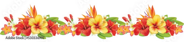 Obraz Hawaiian lei  Arrangement from Hibiscus and tropical plants 
