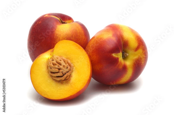 Fototapeta Trzy świeże nektaryny na białym tle