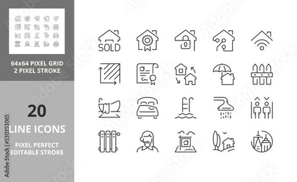 Fototapeta real estate icons 64px and 256px editable vector set 2/2