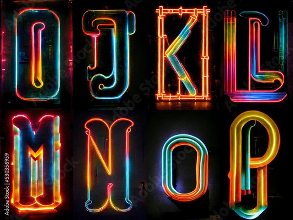 Fototapeta Neon alphabet letters. futuris alphabet, collection, part 2