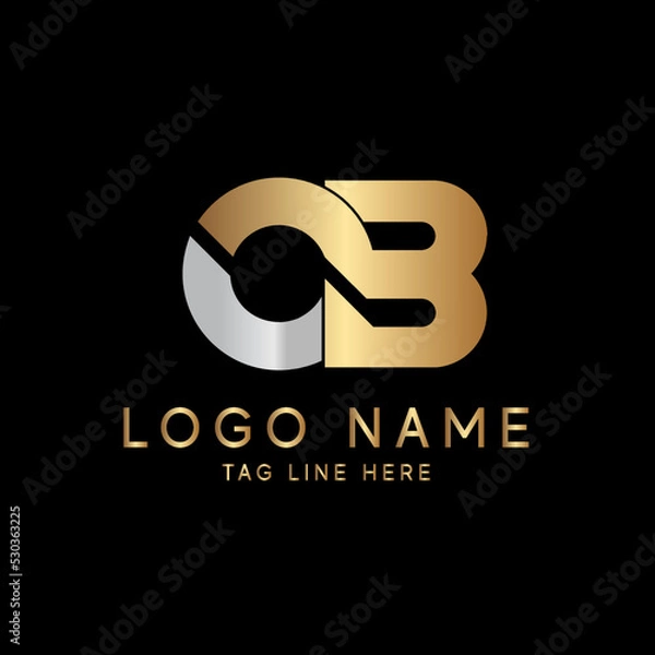 Fototapeta OB monogram. initial letters OB eye-catching Typographic logo design
