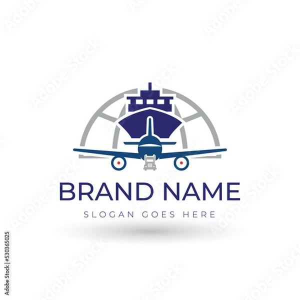 Obraz Logo Design For The Logistics İndustry With Airplanes, Ships And Truck