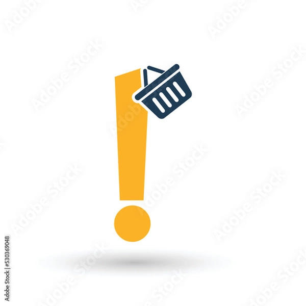 Obraz Exclamation Mark and Shopping Cart Logo Design