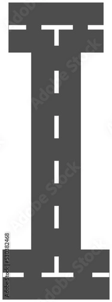 Fototapeta Letter I, Road & Street Alphabet letter. travel concept, png.