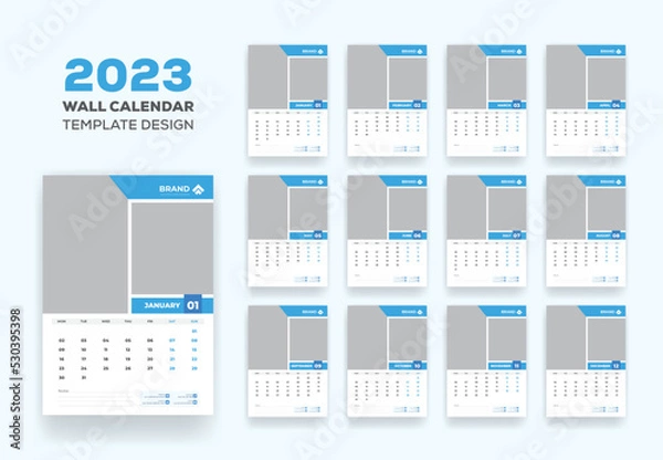 Fototapeta Wall Calendar Schedule 2023 Or Happy New Year Modern Wall Calendar 2023 Template Design