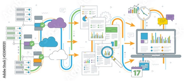 Fototapeta Cloud Computing, big data analysis and data mining.