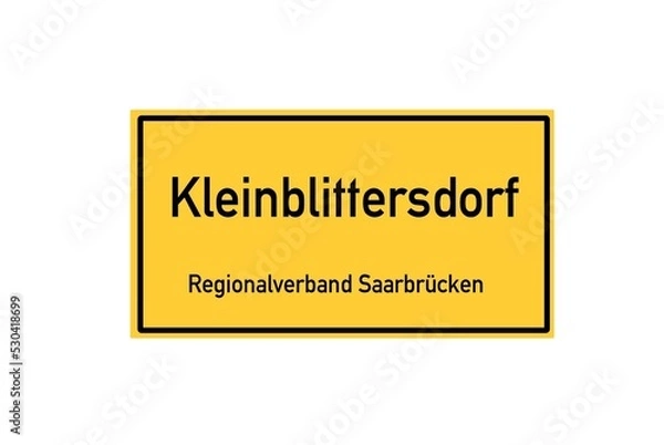 Fototapeta Isolated German city limit sign of Kleinblittersdorf located in Saarland