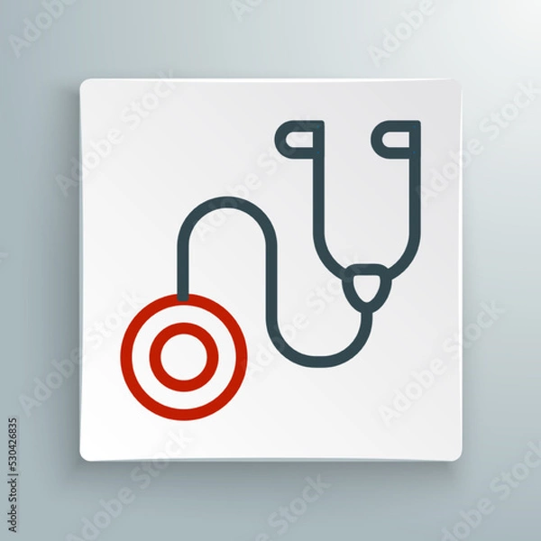 Fototapeta Line Stethoscope medical instrument icon isolated on white background. Colorful outline concept. Vector
