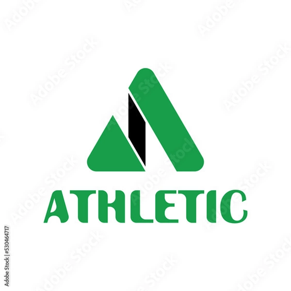 Fototapeta character A with flat green and black color style, athletic type