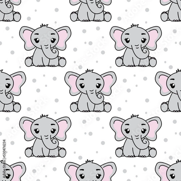 Fototapeta Seamless pattern with cute elephant, Creative childish texture. Great for fabric, textile Vector Illustration.
