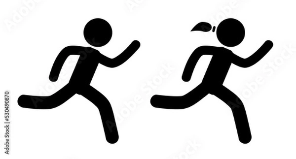 Obraz vector simple set 2, stickman, fast running man and woman