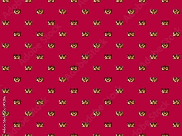 Fototapeta Pixel 8 bit royal crown background - high res seamless pattern