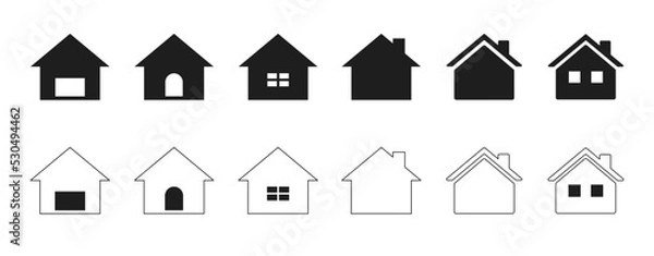 Obraz ホーム　家　住居　建物　シンプルアイコン　セット