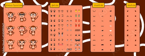 Obraz Monkey cartoon illustration vector collection