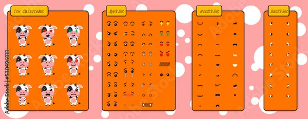 Obraz Cow cartoon illustration vector collection