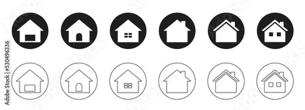 Obraz ホーム　家　住居　建物　シンプルアイコン　ボタン　セット