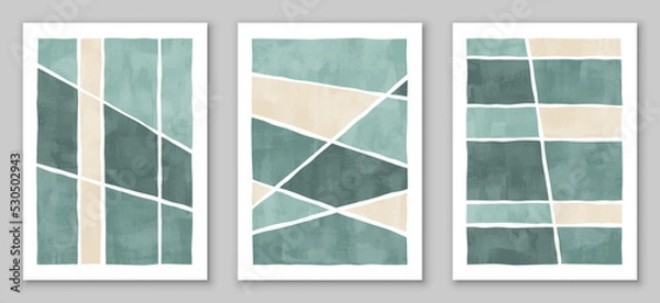 Fototapeta Moder design, hand painted watercolor illustrations for wall decoration, social media, banner, postcard, cover, background. Vector set
