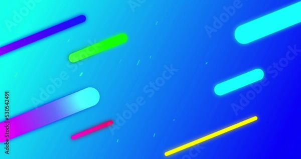 Fototapeta Image of 25 percent off on blue background with colorful shapes