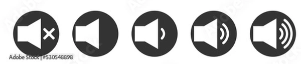 Obraz 音声・音量・ボリューム・スピーカー・メガホン・拡声器・アイコン・シルエットセット	