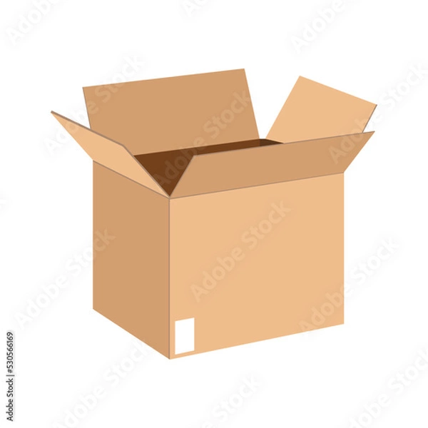 Fototapeta Set Carboard box. Carboard open and closed vector illustration. White background